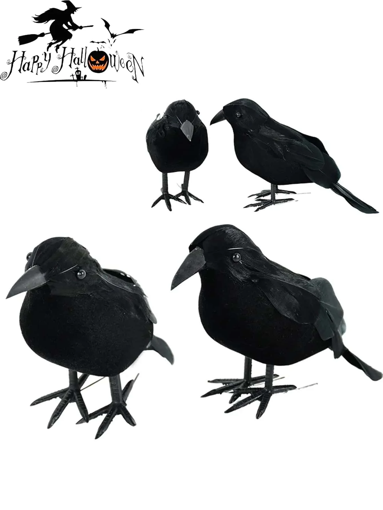 1pcHalloween black feathered crow crow ornament artificial crow shoulder props Halloween party decorations tree fireplace window