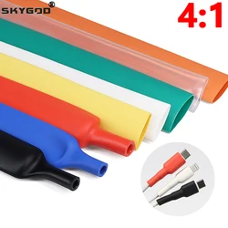 1/5/10m 4:1 Heat Shrink Tube With Glue 4mm ~ 52mm Electronic Connection Wire Insulation Wraping Sleeve Cable Protection Tubing