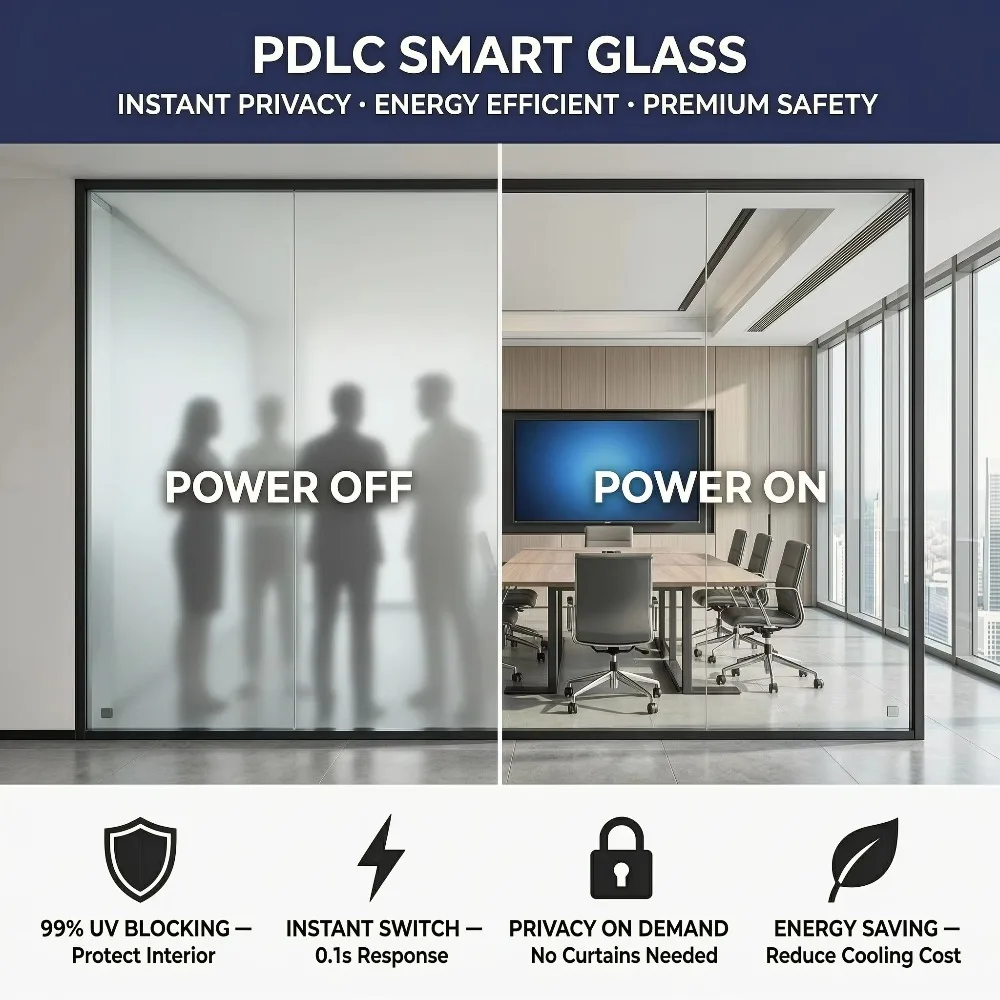 Self-Adhesive 84% /88% / 91% Transparency Electric Smart Pdlc Film Dimmer Pdlc Decorative Film Smart Window Films for Home