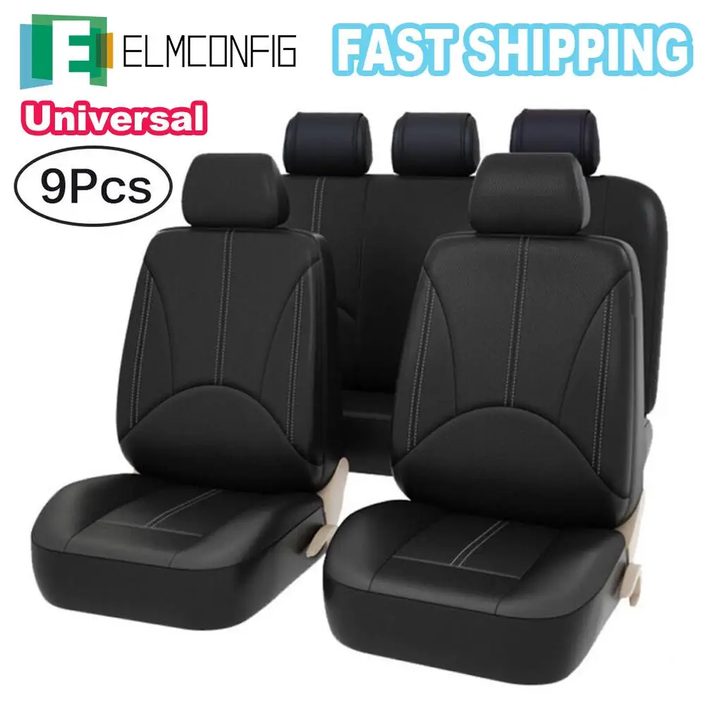 

Car Seat Cushion Full Set 9PCS Car PU Leather Breathable Protector Universal Car Seat Cover Cushion for Vans SUVs Trucks