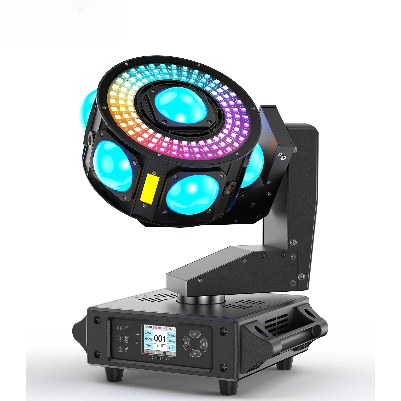 Projecteur LED mobile 3 axes RGBW 160W DMX512 pour scène, DJ, discothèque, mariage, fête, club, bar, spectacle, lampe à effets