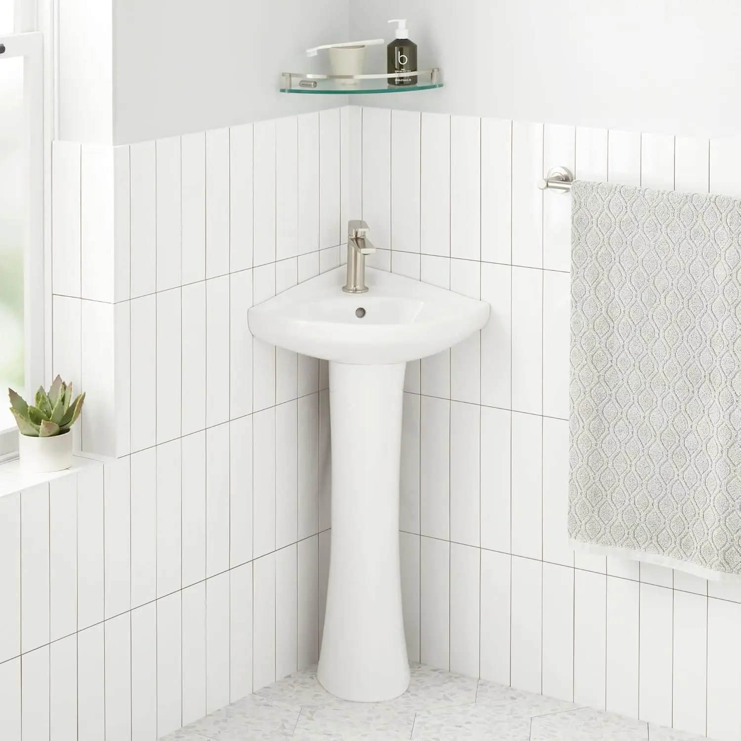 

484430 Умывальник для ванной Point Roberts из керамогранита на пьедестале с одним отверстием для смесителя, на заказ