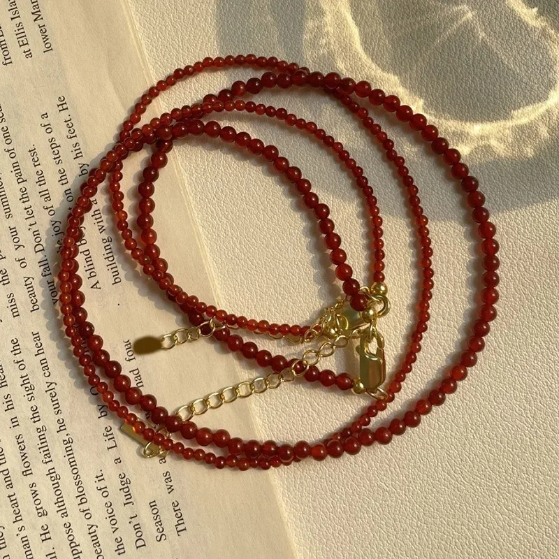 

Super Fine Agate Necklace Retro Temperament Stacked Necklace Accessories Fashion Natal Year Collarbone Neck Chain