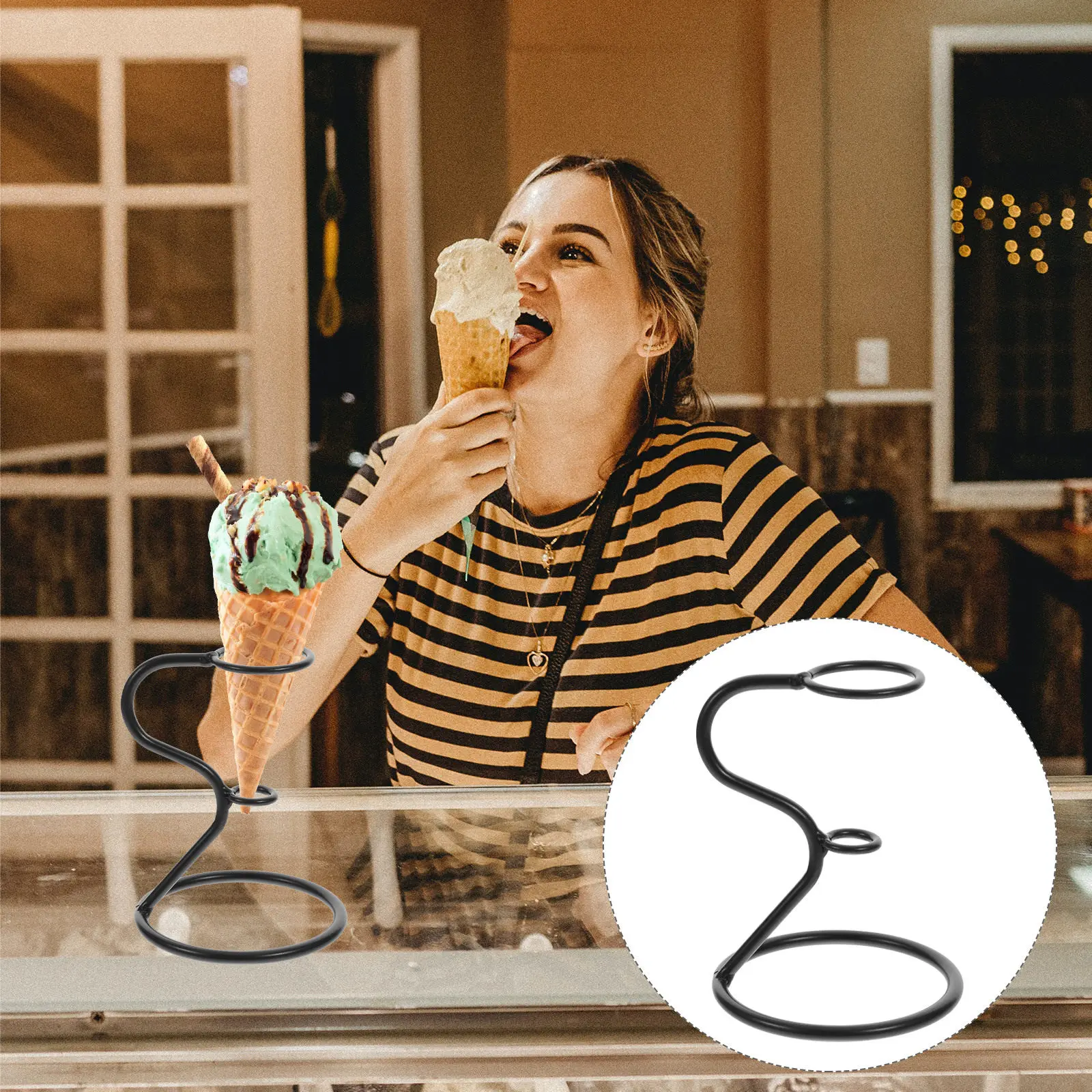 Soporte Metálico Resistente para Conos de Helado, Exhibición Estable en Escritorio, Almacenamiento de Conos, Palomitas, Rollos de Sushi, Papas Fritas, para Fiestas de Cumpleaños