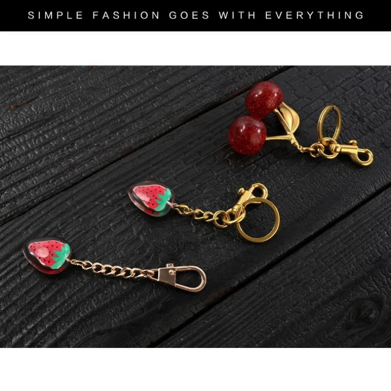 Red Cherry Pendant Keychain for Women\'S Cute Bag Decoration Multifunctional Jewelry Car Key Accessories Trendy Charm Keyring