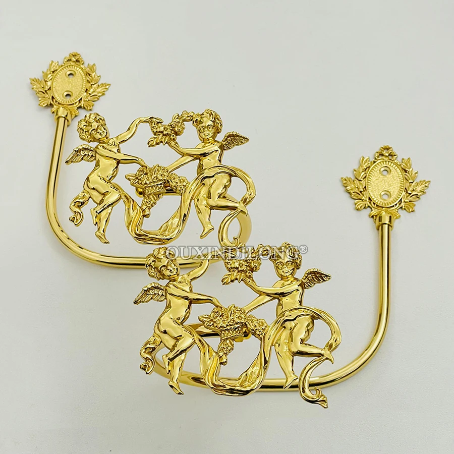 

Exquisite Design 1Pair Brass Double Angels Curtain Hooks Holdbacks Drapery Tieback Hooks Curtain Holder Hanger Hooks Wall Mount