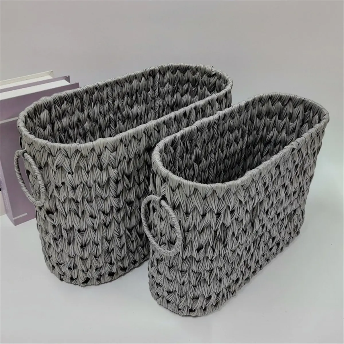 【Organizer】 Storage Woven Basket,Waterproof Wicker Basket with Handles,Organizing Woven Basket,Pantry Basket,Wicker Storage Bask