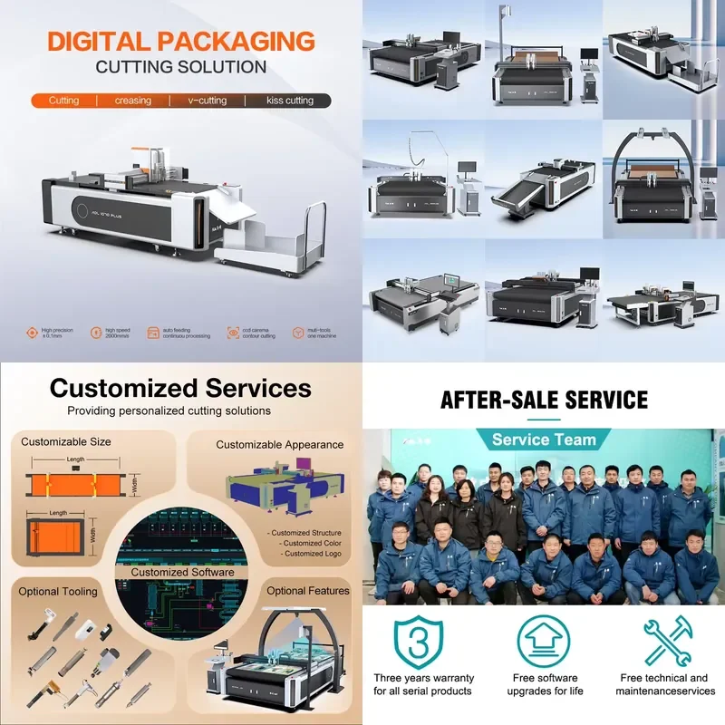 AOL conveyor belt type flat cutting machine, car sticker cardboard carton cutting machine PVC foam Kt board cutting machine