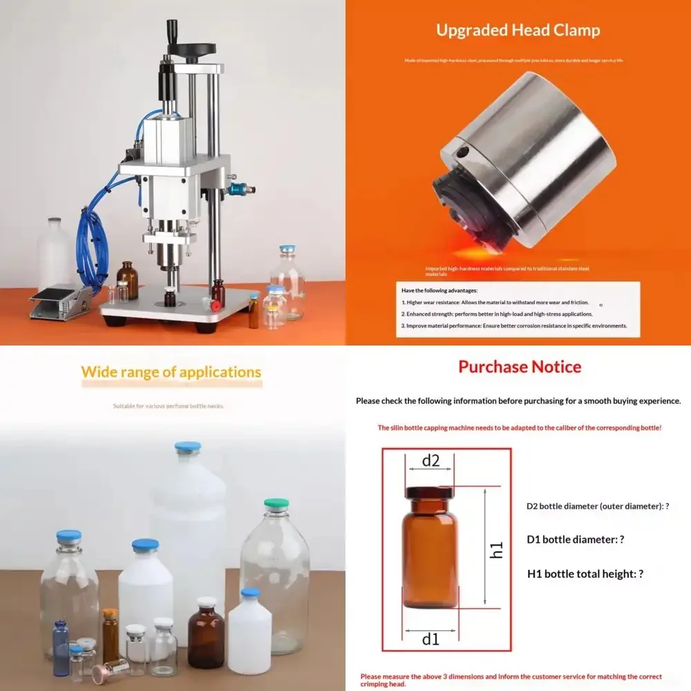 

Small Pneumatic Semi-Automatic Capping & Sealing Machine for Bottles with Locking and Aluminum/Plastic Cap Tie