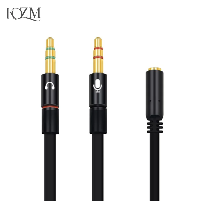 3.5mm TRRS Adapter 2 Male 1 Female Mini 3.5mm Jack 4 Pin Splitter Stereo Audio Microphone Flat Cable Socket to 2 3Pin Connector