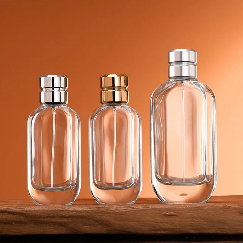 

1pc 50/100ml Thick Glass Perfume Bottle Clear Spray Bottles Packaging Bottle Refillable Atomizer Travel Cosmetic Container