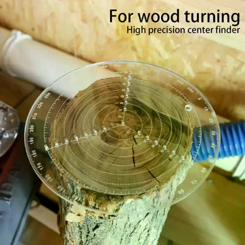 1Pcs 20CM/7.87IN Round Center Clear Plastic Finder Lathe Work Compass Circle Gauge Processing Tools For Wood Turning Drawing