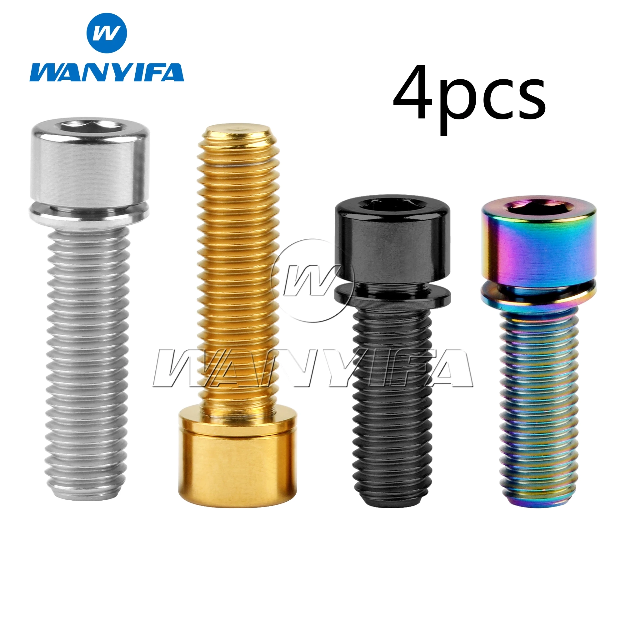 

Wanyifa Titanium Bolt M7x20/25mm with Washers Hex Head Screws for MTB Bike Bicycle Stem 4Pcs