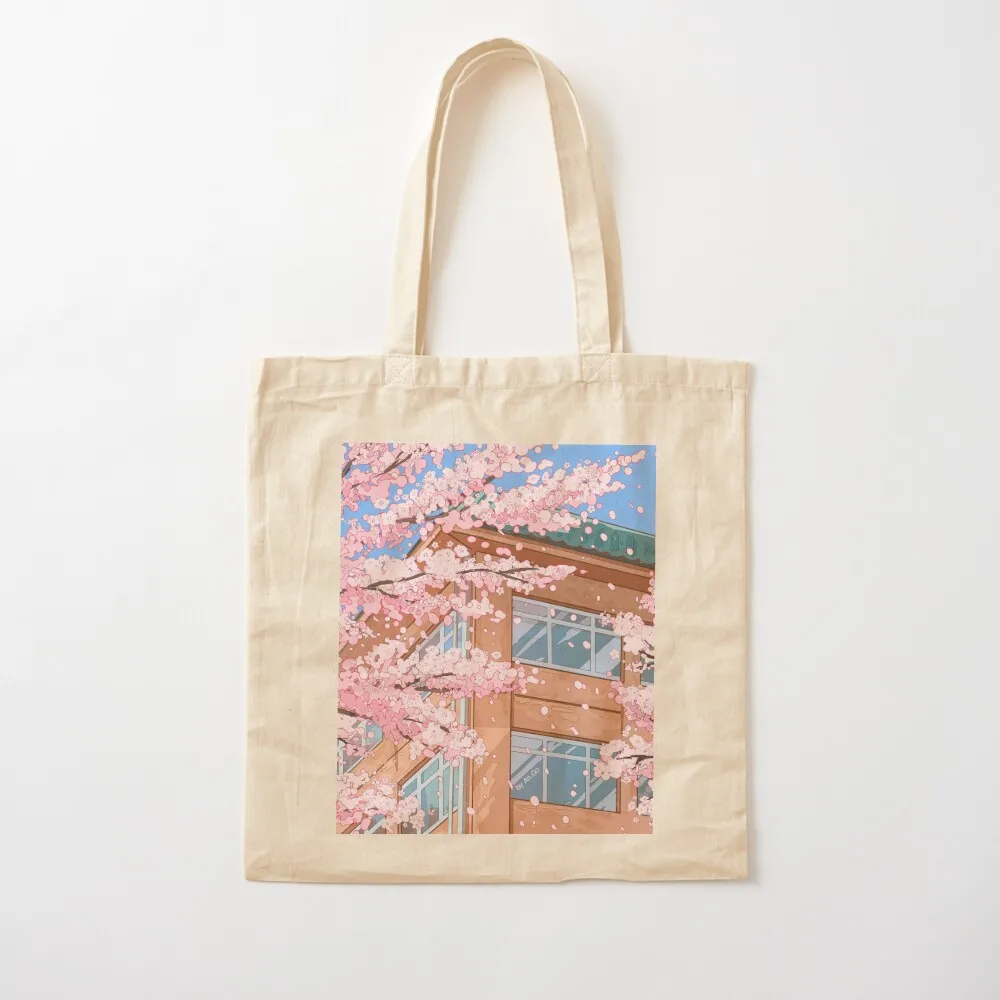 

Japanese high school and cherry blossom blossom Tote Bag custom tote bag shopping cart bags Canvas Tote Bag