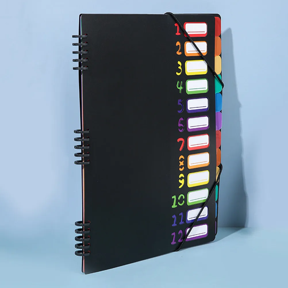 

Expanding File Folder Organizer A4 Letter Size 12 Layer Plastic Document Folder Binder Spiral Binding Elastic Band Home School