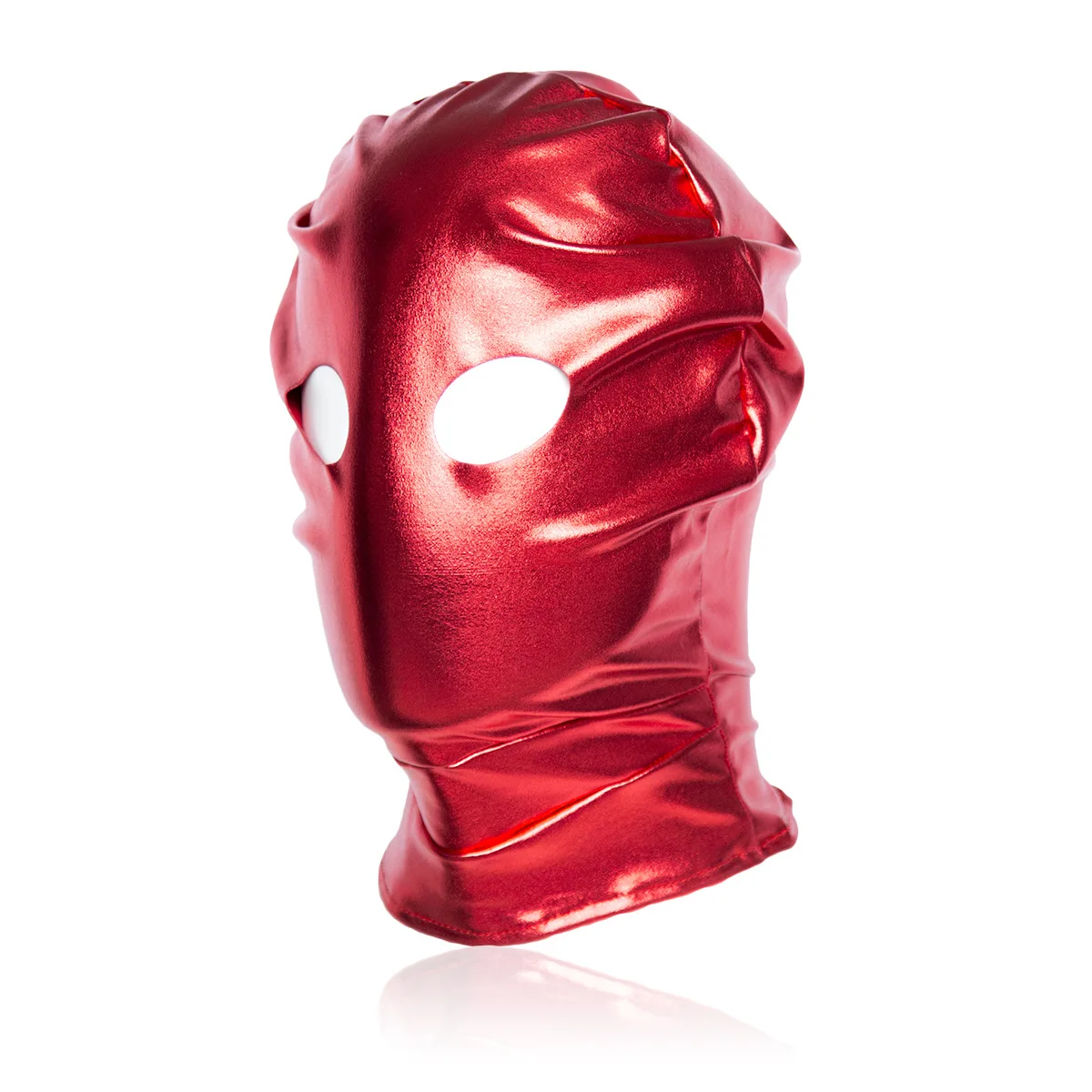 Sexy Fetish Patent Leather Mask Hood Retro Exposed Eyes and Mouth Face Mask for Adult Halloween Holiday Party Roleplay Headgear