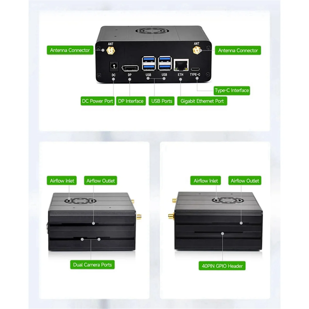 For Jetson Orin Nano NX Aluminum Enclosure Development Boards Portable Camera Stands Metal Case Enclosure