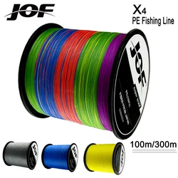 JOF Fishing Lines 100M/300M 4 Strands Braided Line 0.11-0.5mm Multifilament Strong PE Fishing Line 10/12/18/28/35/40/50/60/80LB