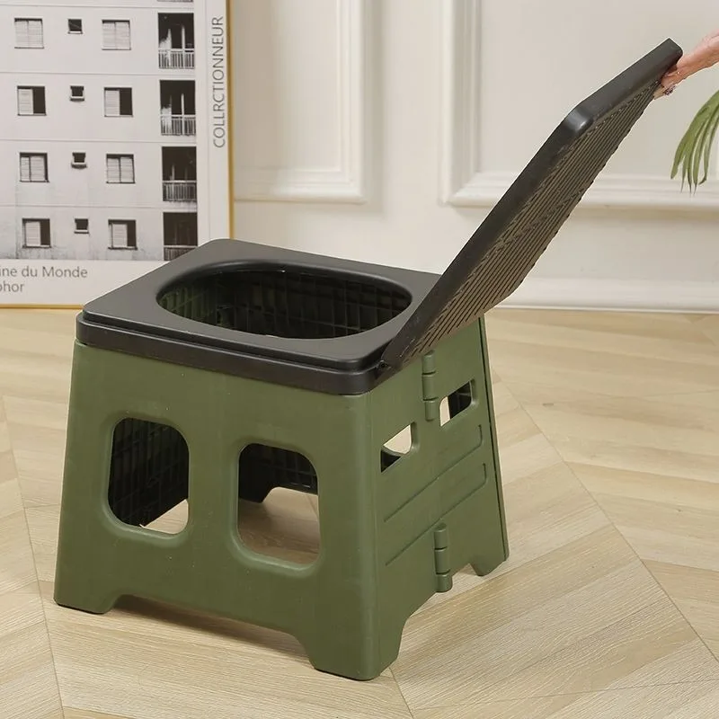 

1PCS Portable Foldable Toilet for Outdoor Camping Car Travel - Collapsible Plastic Commode with Storage Bag Lightweight Potty