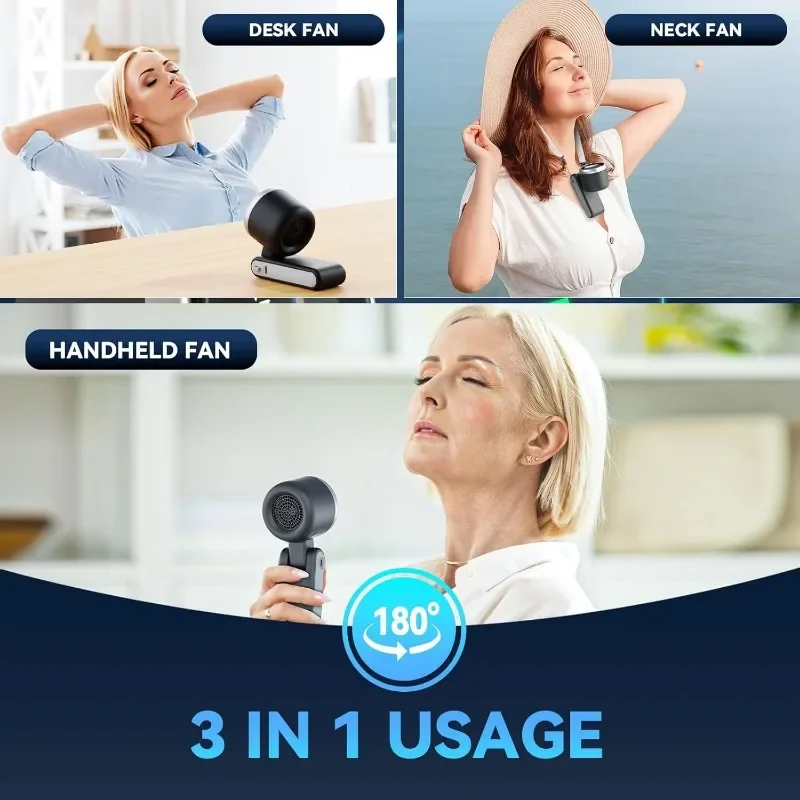 3-in-1 Fan, 5-speed, 3600mAh Rechargeable Lithium Battery, USB Charging, Travel Mini Fan - Image 6