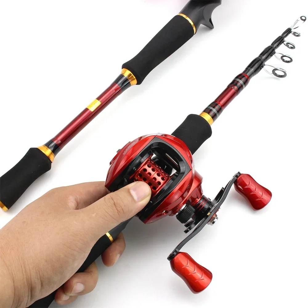 1.8m 2.1m 2.4m 2.7m Lure Weight 7-28g M  Baitcasting Reel Telescopic Fishing Rod Combo Lure Line Kit