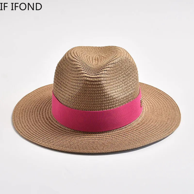 New Summer Straw Hat for Women Panama Soft Shaped Beach Sun Hat Outdoor UV Protection Travel Hat Sombreros De Mujer