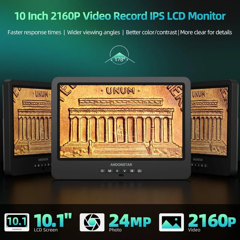 Home.AD249S-M Plus Microscope numérique à souder 10.1 ''pour réparation, enregistreur vidéo UHD 2000x 3 objectifs 2160P