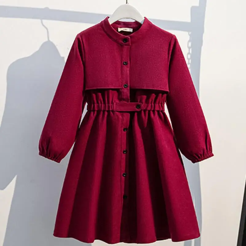 

Kawaii Casual Coat Set Long Sleeved Princess Style New Dress Girls Autumn Fashion Children's Clothing Featuring Mid High School