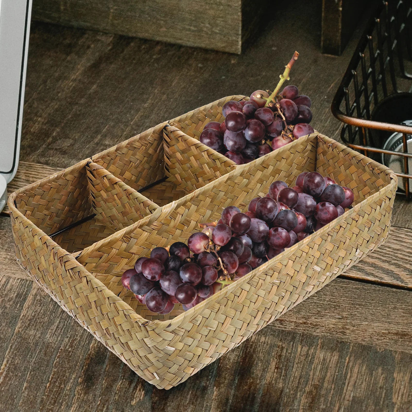 

Woven Storage Basket Household Fruit Sundries Container Seaweed ganizer Bread Snack Party Display Storage Solution