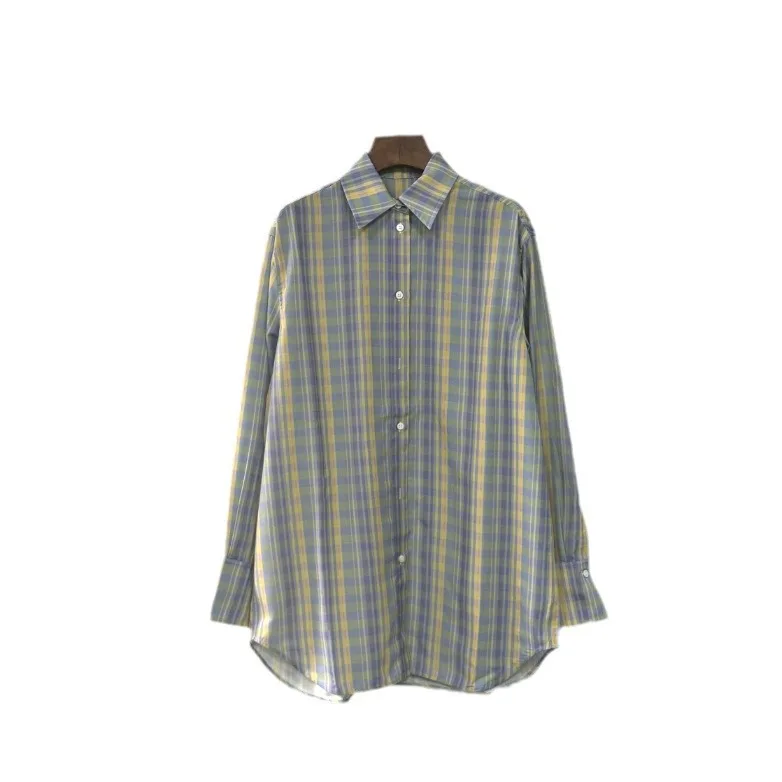 Dave&di 2026 Early Autumn New Casual Versatile Plaid Printed Shirt Blouses Women's Clothes Shirts Tops