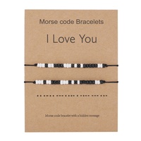 2Pcs/Set Romantic Black White Resin Beads I Love You Couple Bracelets For Women Men Handmade Morse Code Bangles Lover Jewelry