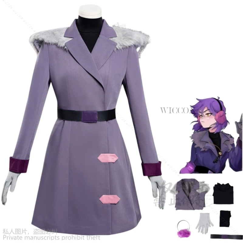 

American Movies Owl Cos House Amity Blight Cos Costume Purple Long Sleeved Dress Coat Adult Woman Kawaii Carnival Christmas Suit