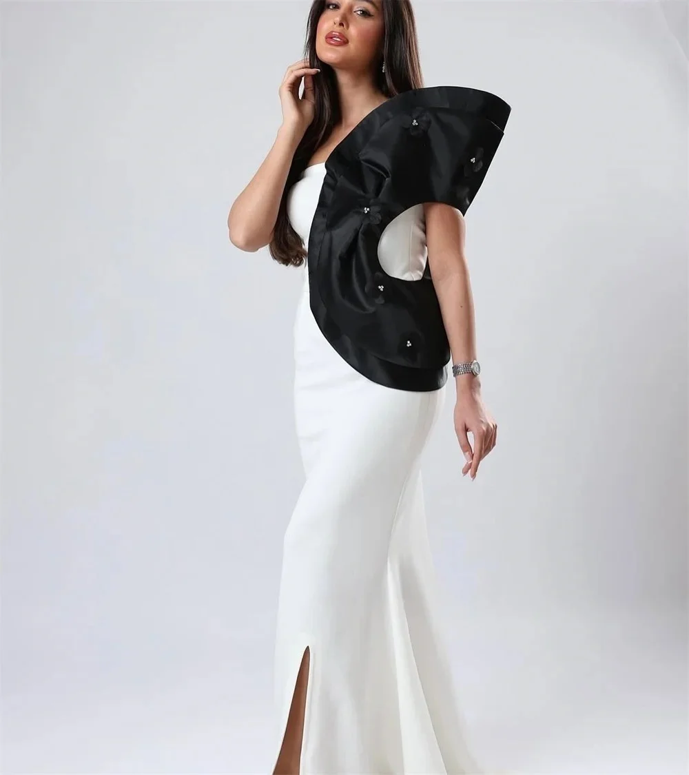 

Black Floral Beaded Long Bespoke Occasion Gown Evening Dresses Prom Pastrol Unisex Jersey Retro Dubai Saudi Arabic Customized