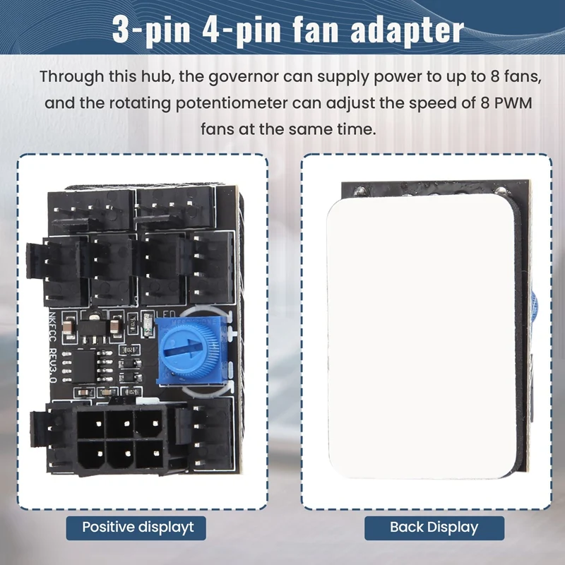 Top-3-Pin 4-Pin Fan Adapter PWM PC Case Cooling Fan Hub 8-Way Splitter 12V Speed Controller With 6-Pin Power Port