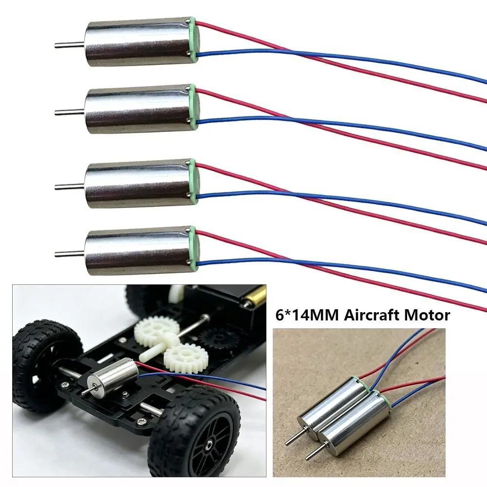 4pcs 6 * 14MM High Speed 614 Hollow Cup 3.7V 50000rpm 0.12 A Aircraft Motor Strong Magnetic Model Quadcopter Parts Accessories