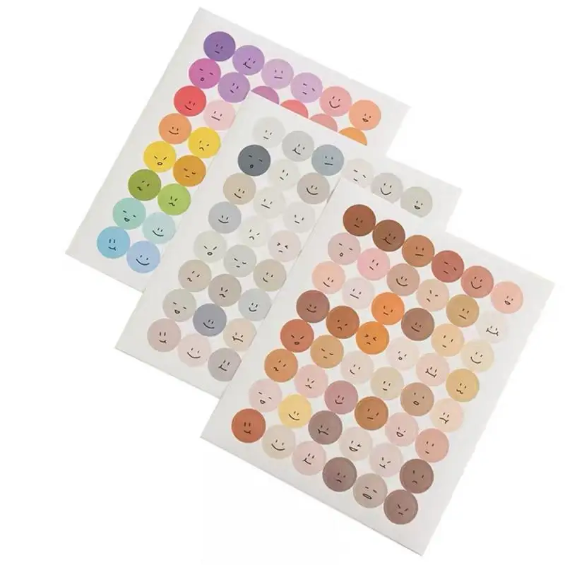 Stiker wajah senyum bulat stiker hadiah anak-anak stiker kartu buku tangan kreatif untuk mainan alat tulis siswa guru sekolah