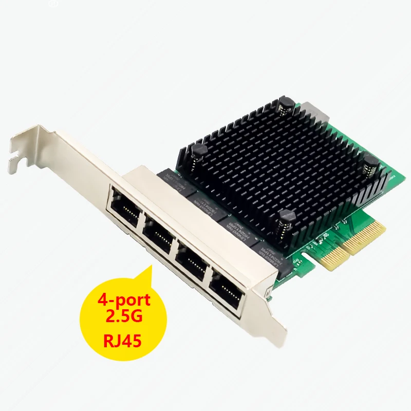 4Port Network Card RTL8125 8126 Chip PCI Express X4 to Quad RJ45 NIC 10/100/1000/2500Mb Gigabit Ethernet Lan Card for PC Desktop