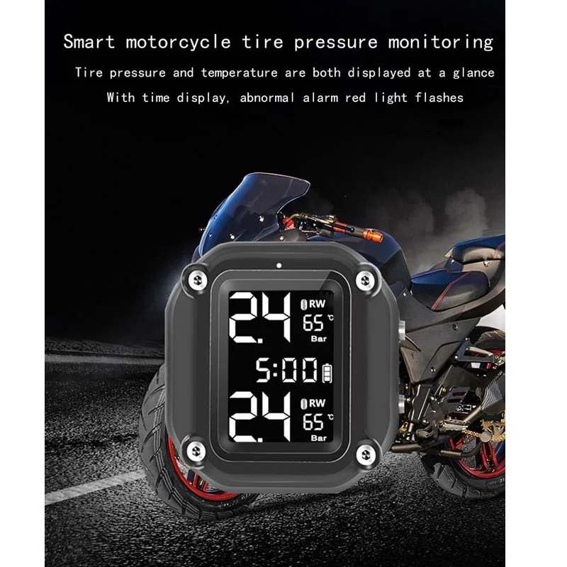 Eranpica Automobile Alarms intelligent System Motorcycle TPMS Tire Pressure Control Monitor System 2 Tyre USB Watch Sensors