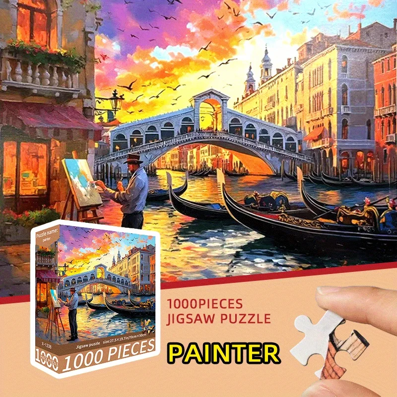 Puzzle de peinture d'artiste de venise, 1000 pièces, 27x20 pouces (70x50cm), Puzzle d'art Premium pour adultes, cadeau relaxant