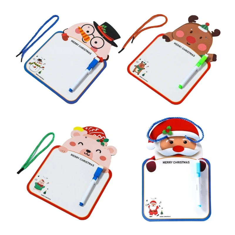 4PCS Christmas Drawing Board 25x17cm Double-Sided Whiteboard for Kid Drawing Doodling Writing, Christmas Party Supplies