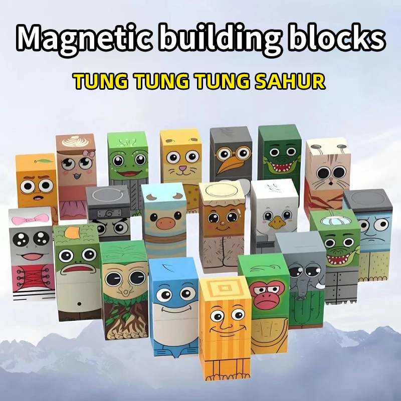 AI Character Magnetic Building Blocks Tung Tung Sahur Assembly Building Blocks Character Building Blocks Tabletop Game