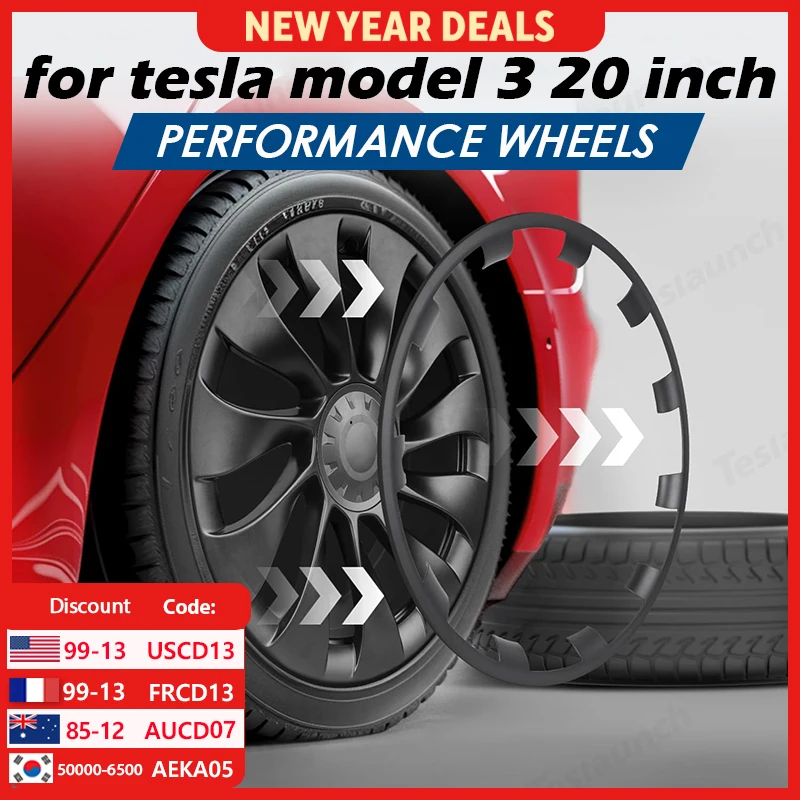 

4PCS Car For Tesla Model 3 Accessories 20 Inch Vehicle Wheel Rims Edge Protector Ring Tire Guard Strip Wheel Hub Cover 2020-2023