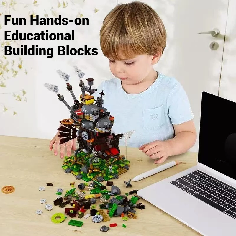 Blocos de construção de aniversário das crianças brinquedo presente, série vista rua castelo mágico cabana modelo montagem, brinquedo educativo diy presente