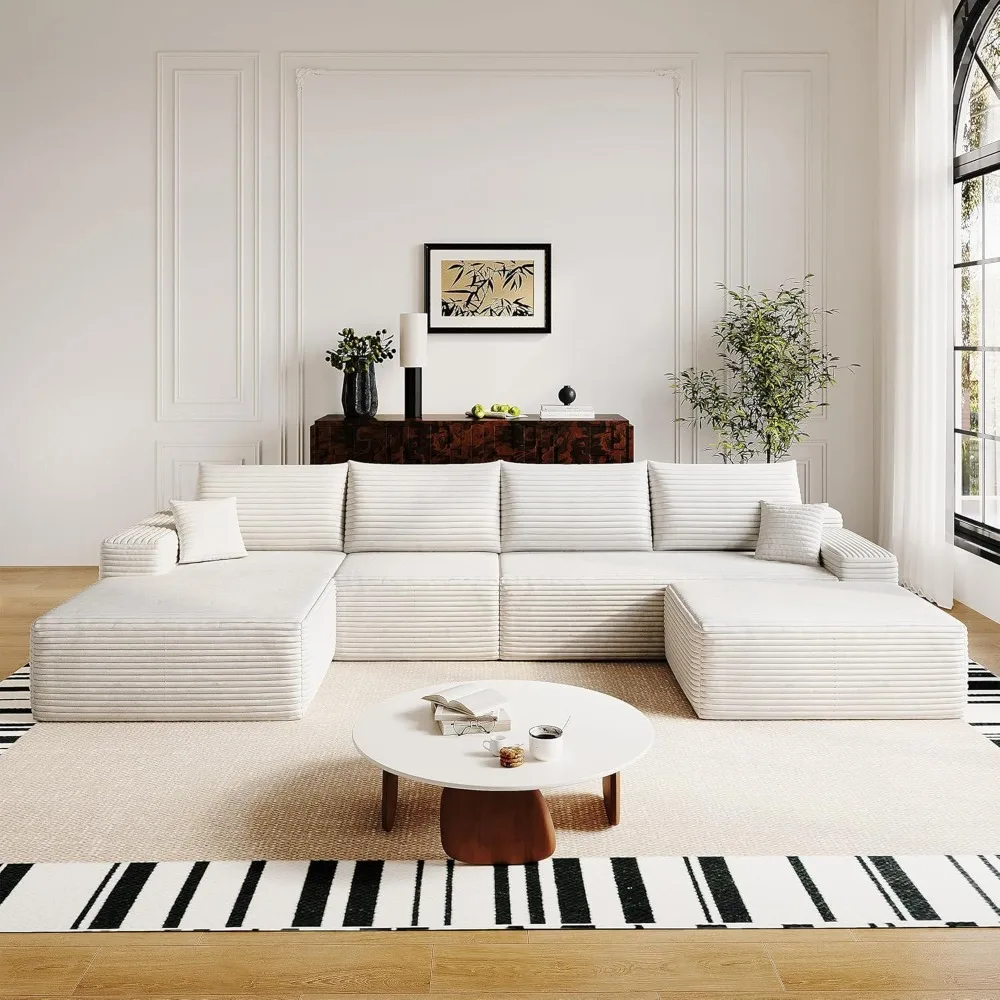 

136" sectional couches for living room modern modular sofa with l-shape couchs upholstered boneless couch deep seat sectional co