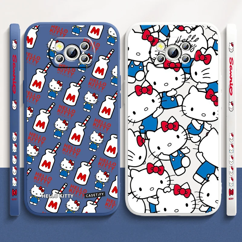 

Hello Kitty Disney Red Art Liquid Left Rope For Xiaomi Mi Poco X6 X5 X4 X3 M6 M5 M5S M4 M3 F5 F4 F3 Pro 5G TPU Phone Case