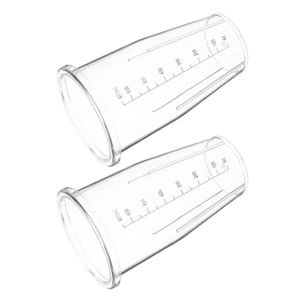 

2pcs Blender Replacement Cups 650Ml Transparent Plastic Mixing Pitcher With Measurement Scale Durable Easy