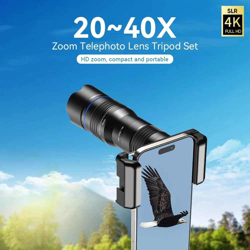 APEXEL New Upgraded Optional HD 20x-40x zoom telescope telephoto lens Camera Phone lens for Samsung iPhone Xiaomi all Smartphone