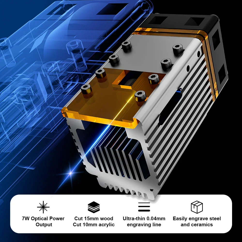 NEJE 5 A40630 7W Desktop CNC Diode Business Card Laser Marking Machine, Wireless Bluetooth APP Control | Wood,Stainless Steel