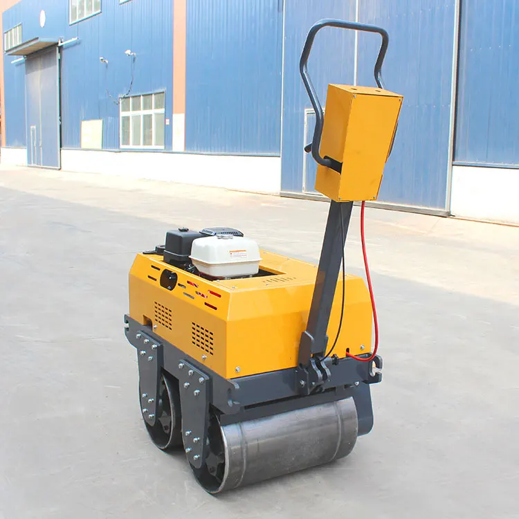 New Walk Behind Mini Vibratory Double Drum Road Roller with  Engine Hydraulic Pump & Motor