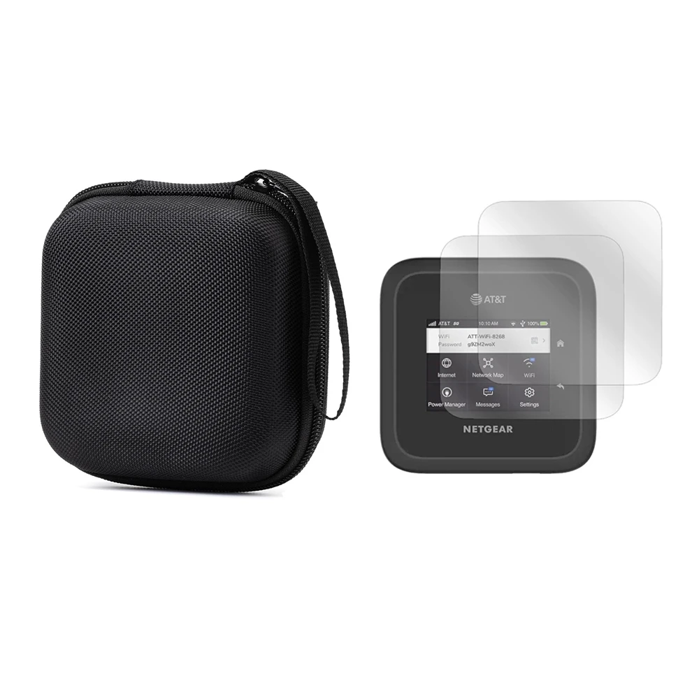 Portable Carrying Pouch Case Bag+LCD Screen Protector Shield Film  for Netgear Nighthawk M6 Pro Mobile Hotspot (MR6500)